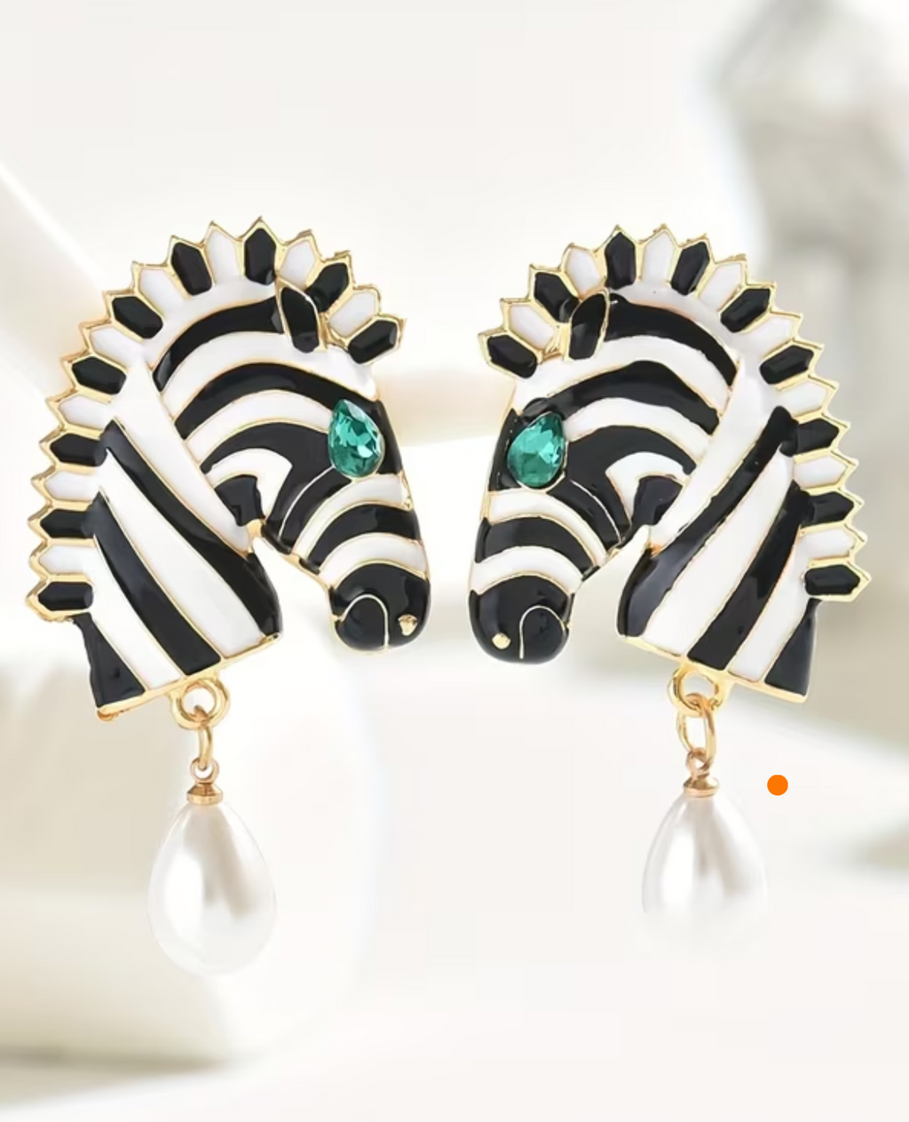 Safari Luxe Zebra Pearl Earrings